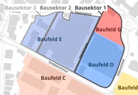 Eingezeichnete Baufelder der Teilrevision der BZO